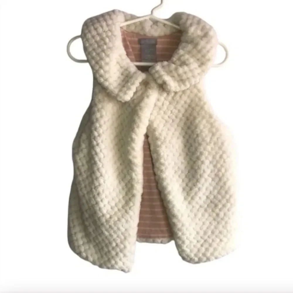 Tahari Winter Cream Faux Fur Vest